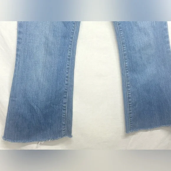 Real Flare‎ Jeans Size 4 Medium Wash Raw Hem  Denim Size 4 / Girls 14 - Picture 2 of 7